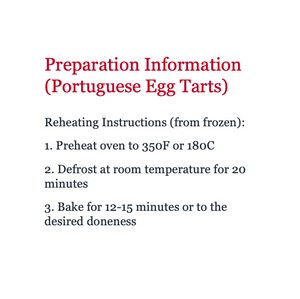 Portuguese Egg Tarts 12 pcs (Frozen)