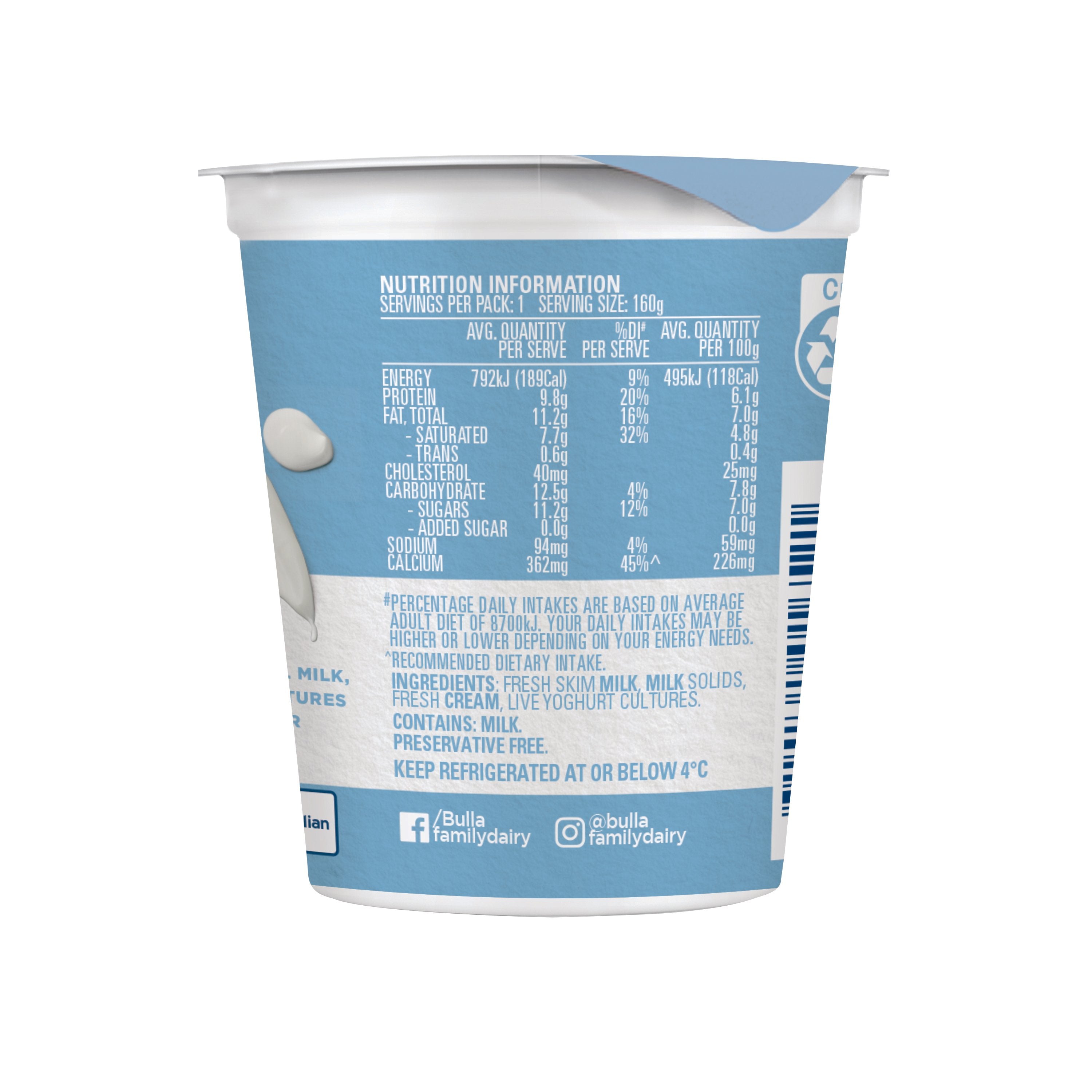 Australian Style Yogurt Natural 160g x 2