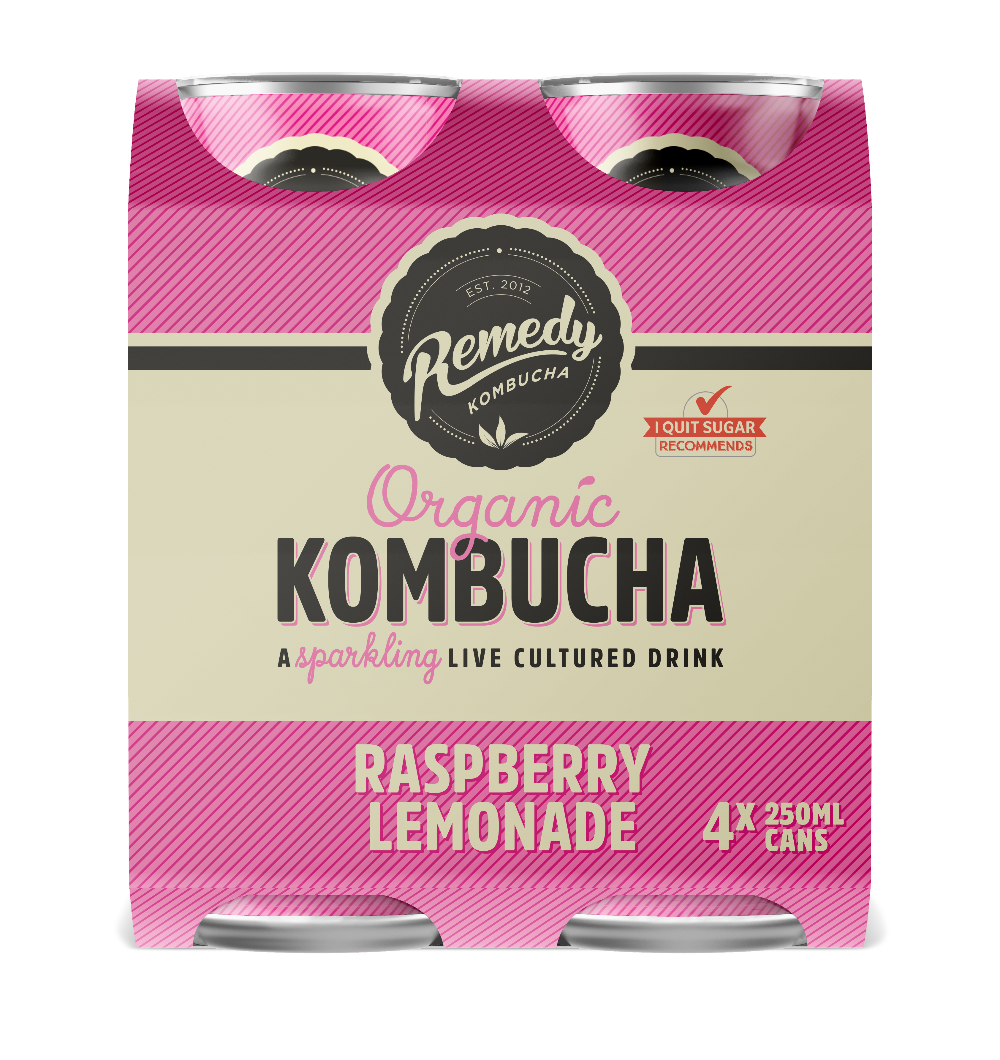 Raspberry Lemonade Organic Kombucha 4-pack